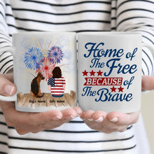 Load image into Gallery viewer, Girl And Dogs 4th Of July US Independence Day Personalized Mug - Name, Skin, Hair, Dog, Background, Quote can be customized
