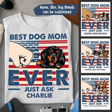 Load image into Gallery viewer, Best Dog Mom Fourth Of July Personalized Shirt - Name, Skin, Dog can be customized
