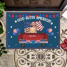 Load image into Gallery viewer, God Bless Americat Cat Personalized Doormat - Cat And Name can be customized
