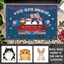 Load image into Gallery viewer, God Bless Americat Cat Personalized Doormat - Cat And Name can be customized
