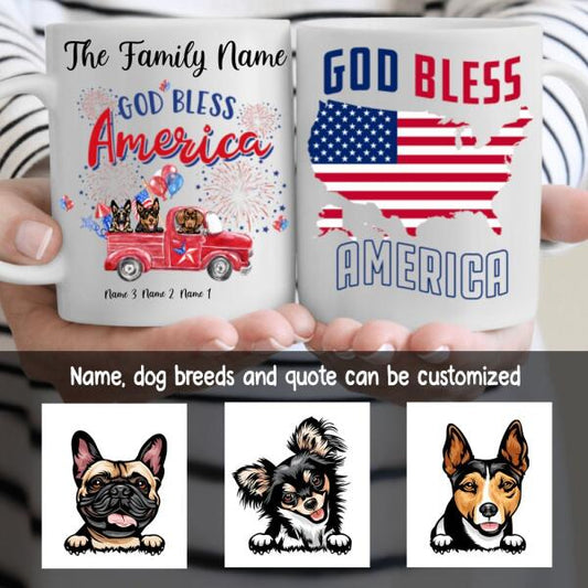 God Bless America Dog Personalize Mug - Dog, Name and Quote can be customized
