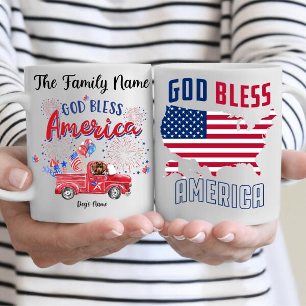 God Bless America Dog Personalize Mug - Dog, Name and Quote can be customized