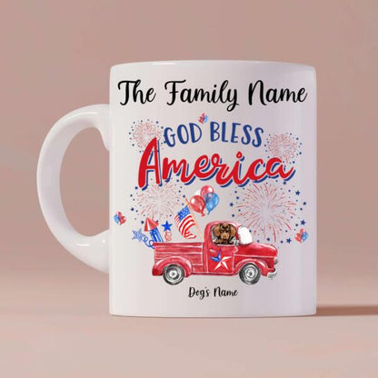 God Bless America Dog Personalize Mug - Dog, Name and Quote can be customized