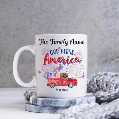 God Bless America Dog Personalize Mug - Dog, Name and Quote can be customized