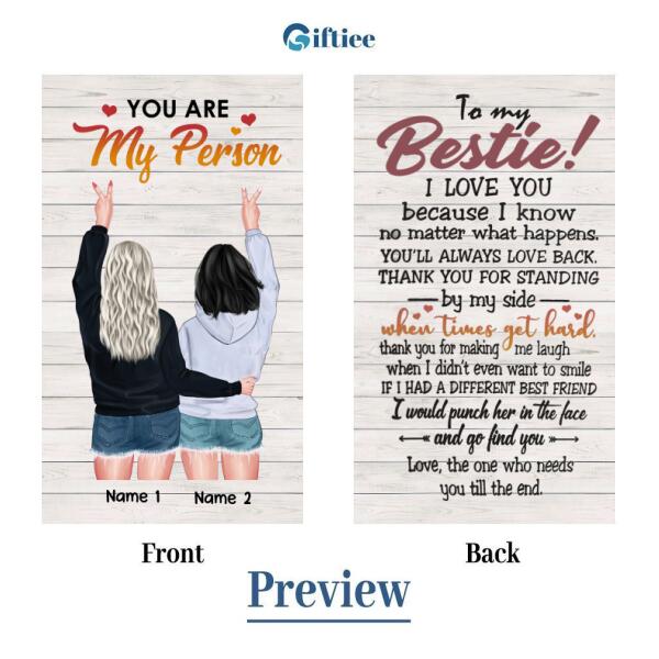 Besties I'll Be There For You Personalized Tumbler - Name, Hair, Skin and Quote can be customized