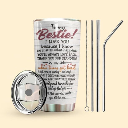 Besties I'll Be There For You Personalized Tumbler - Name, Hair, Skin and Quote can be customized