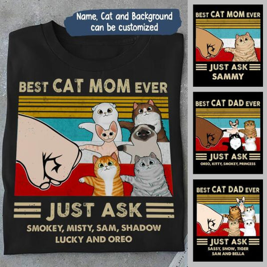 Best Cat Parents Personalized Graphic Apparel - Cat, Name and Background can be customized