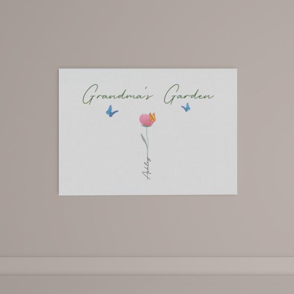 Family Watercolor Flowers Personalized Canvas - Numbers Of Flowers, Title and Name can be customized