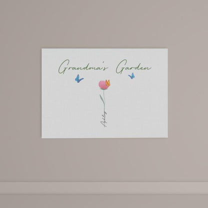Family Watercolor Flowers Personalized Canvas - Numbers Of Flowers, Title and Name can be customized
