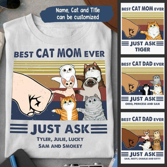 Best Cat Parents Personalized Graphic Apparel (up to 6 cats) - Name, Cat and Title can be customized