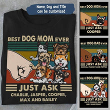 Load image into Gallery viewer, Best Dog Parents Personalized Graphic Apparel (up to 6 dogs) - Name, Dog and Title can be customized
