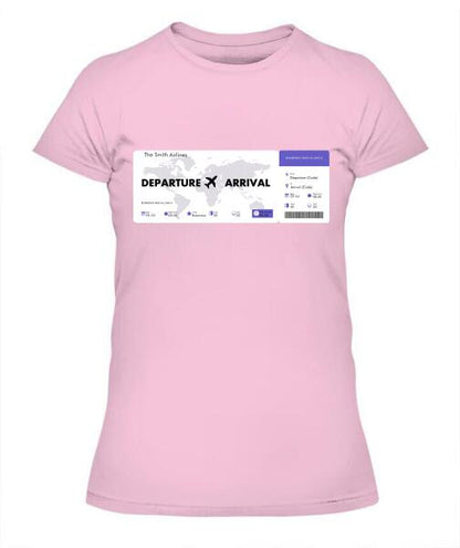 Flight Tickets Personalized Graphic Apparel - Airlines, Departure, Arrival and Date can be customized