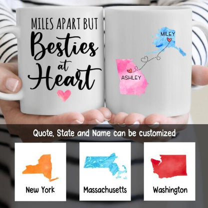 Bestie Long Distance Quotes Personalized State Colors Coffee Mug - Quote, State, Name can be customized