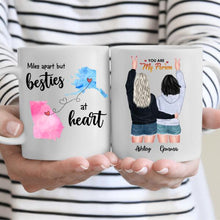 Load image into Gallery viewer, Miles Apart Besties At Heart Long Distance Relationship Coffee Mug - State, Hair, Skin and Name can be customized
