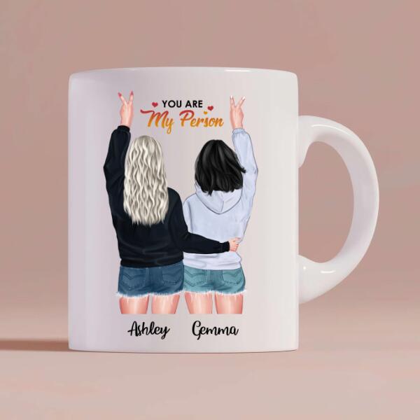 Miles Apart Besties At Heart Long Distance Relationship Coffee Mug - State, Hair, Skin and Name can be customized