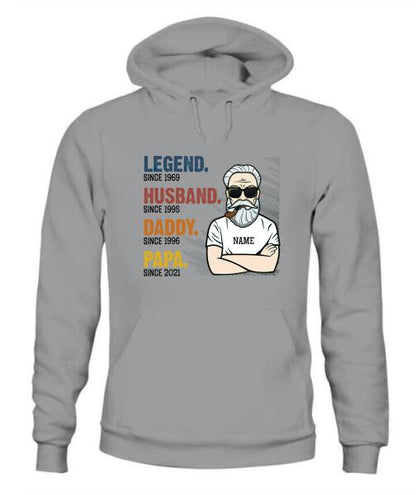 The Legend Grandpa Old Man Personalized Graphic Apparel - Skin, Hair, Beard, Nickname And Year can be customized