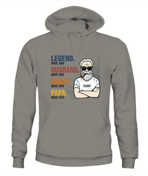 The Legend Grandpa Old Man Personalized Graphic Apparel - Skin, Hair, Beard, Nickname And Year can be customized
