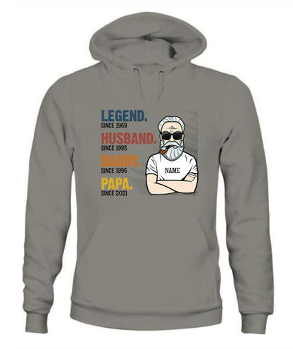 The Legend Grandpa Old Man Personalized Graphic Apparel - Skin, Hair, Beard, Nickname And Year can be customized
