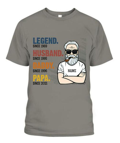 The Legend Grandpa Old Man Personalized Graphic Apparel - Skin, Hair, Beard, Nickname And Year can be customized