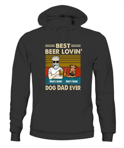 The Old Man And Dog Drinking Beer Personalized Graphic Apparel - Hair, Skin, Beard, Name, Dog can be customized
