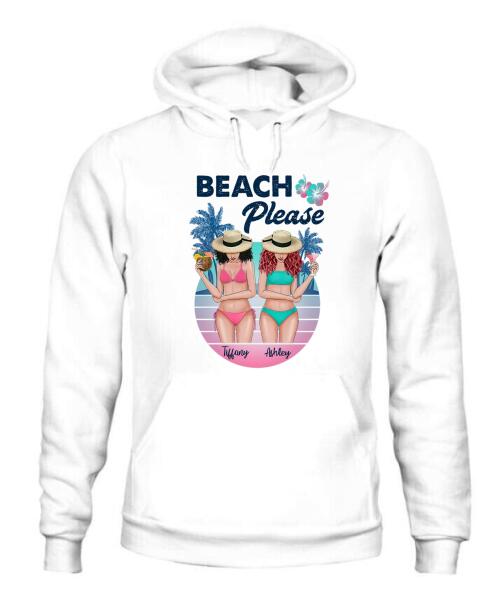 Besties Beach Please Bikini Personalized Graphic Apparel - Skin, Hair, Drink, Bikini And Name can be customized