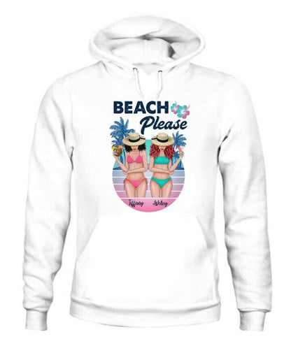 Besties Beach Please Bikini Personalized Graphic Apparel - Skin, Hair, Drink, Bikini And Name can be customized