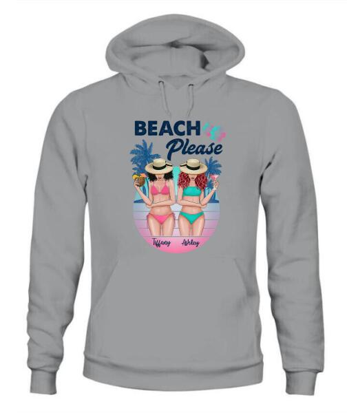 Besties Beach Please Bikini Personalized Graphic Apparel - Skin, Hair, Drink, Bikini And Name can be customized