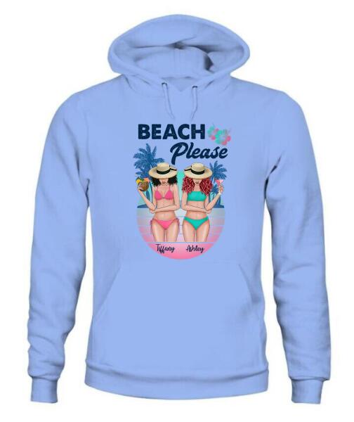 Besties Beach Please Bikini Personalized Graphic Apparel - Skin, Hair, Drink, Bikini And Name can be customized
