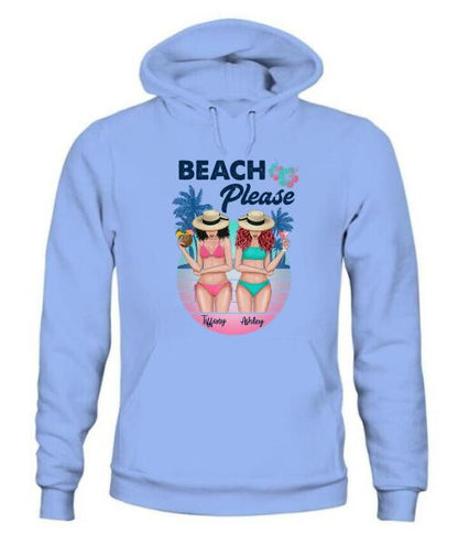 Besties Beach Please Bikini Personalized Graphic Apparel - Skin, Hair, Drink, Bikini And Name can be customized