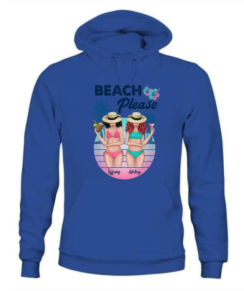 Besties Beach Please Bikini Personalized Graphic Apparel - Skin, Hair, Drink, Bikini And Name can be customized