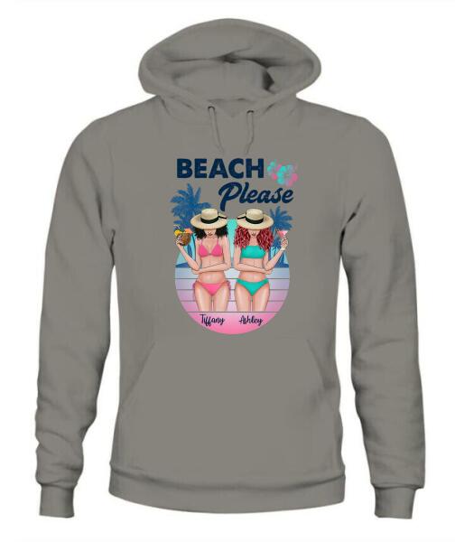 Besties Beach Please Bikini Personalized Graphic Apparel - Skin, Hair, Drink, Bikini And Name can be customized