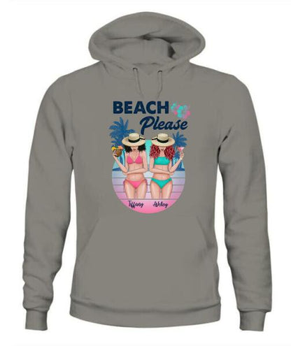 Besties Beach Please Bikini Personalized Graphic Apparel - Skin, Hair, Drink, Bikini And Name can be customized