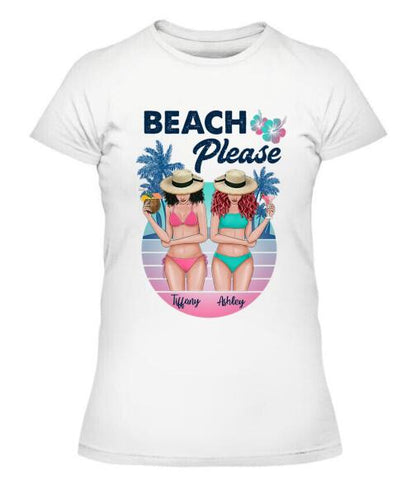 Besties Beach Please Bikini Personalized Graphic Apparel - Skin, Hair, Drink, Bikini And Name can be customized