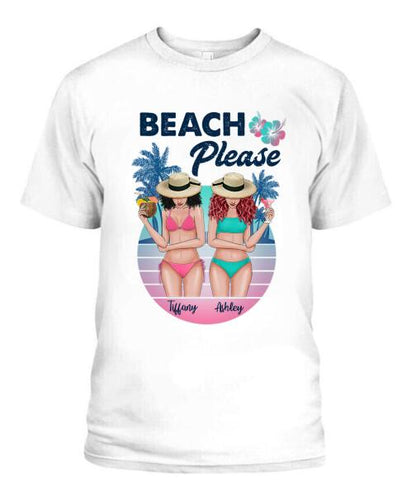 Besties Beach Please Bikini Personalized Graphic Apparel - Skin, Hair, Drink, Bikini And Name can be customized
