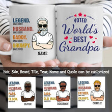 Load image into Gallery viewer, The Legend Old Grandpa Personalized Coffee Mug - Skin, Hair, Beard, Name, Title, Year and Quote can be customized
