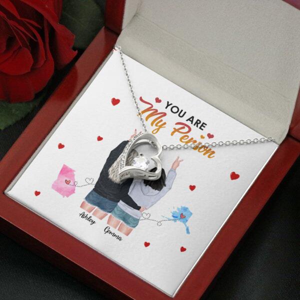 You Are My Person Necklace With Personalized Message Card (9 Necklace Designs) - Name, Skin, Hair, State, Quote can be customized