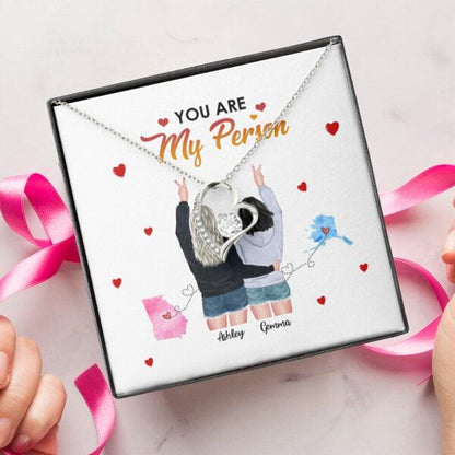 You Are My Person Necklace With Personalized Message Card (9 Necklace Designs) - Name, Skin, Hair, State, Quote can be customized