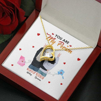You Are My Person Necklace With Personalized Message Card (9 Necklace Designs) - Name, Skin, Hair, State, Quote can be customized