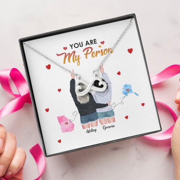 You Are My Person Necklace With Personalized Message Card (9 Necklace Designs) - Name, Skin, Hair, State, Quote can be customized