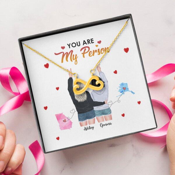 You Are My Person Necklace With Personalized Message Card (9 Necklace Designs) - Name, Skin, Hair, State, Quote can be customized