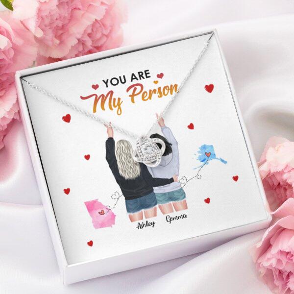 You Are My Person Necklace With Personalized Message Card (9 Necklace Designs) - Name, Skin, Hair, State, Quote can be customized