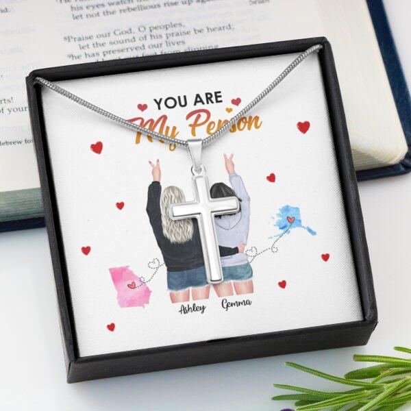 You Are My Person Necklace With Personalized Message Card (9 Necklace Designs) - Name, Skin, Hair, State, Quote can be customized