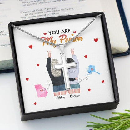 You Are My Person Necklace With Personalized Message Card (9 Necklace Designs) - Name, Skin, Hair, State, Quote can be customized