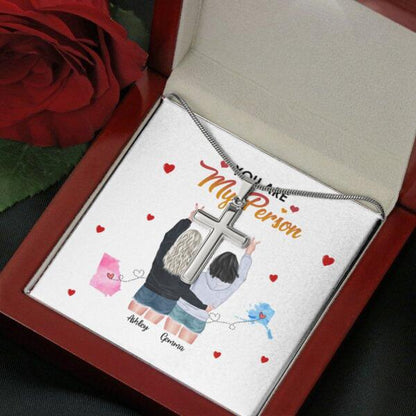 You Are My Person Necklace With Personalized Message Card (9 Necklace Designs) - Name, Skin, Hair, State, Quote can be customized