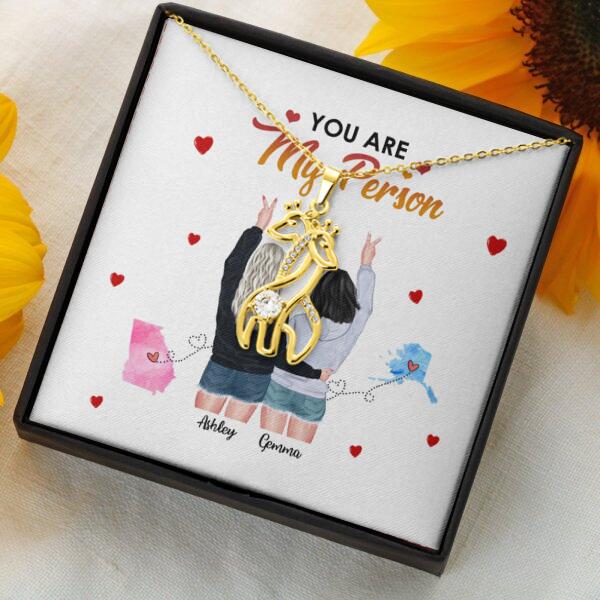 You Are My Person Necklace With Personalized Message Card (9 Necklace Designs) - Name, Skin, Hair, State, Quote can be customized
