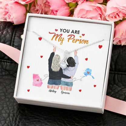 You Are My Person Necklace With Personalized Message Card (9 Necklace Designs) - Name, Skin, Hair, State, Quote can be customized
