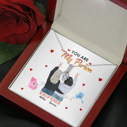 You Are My Person Necklace With Personalized Message Card (9 Necklace Designs) - Name, Skin, Hair, State, Quote can be customized