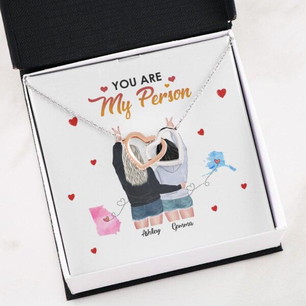 You Are My Person Necklace With Personalized Message Card (9 Necklace Designs) - Name, Skin, Hair, State, Quote can be customized