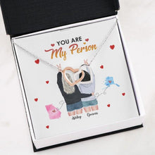 Load image into Gallery viewer, You Are My Person Necklace With Personalized Message Card (9 Necklace Designs) - Name, Skin, Hair, State, Quote can be customized
