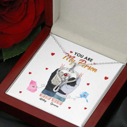 You Are My Person Necklace With Personalized Message Card (9 Necklace Designs) - Name, Skin, Hair, State, Quote can be customized